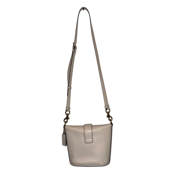 Coach Addie Chalk White Pebbled Leather Crossbody Bucket Bag - Picture 2 of 16